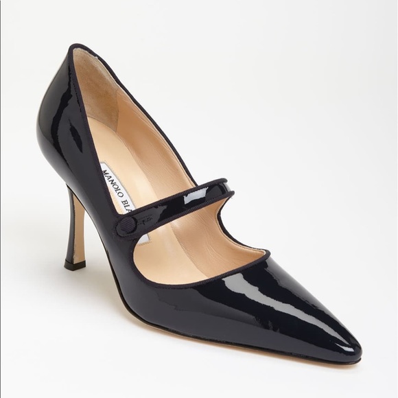 Manolo Blahnik Shoes - Manolo Blahnik Campari Black Patent Stiletto 6.5